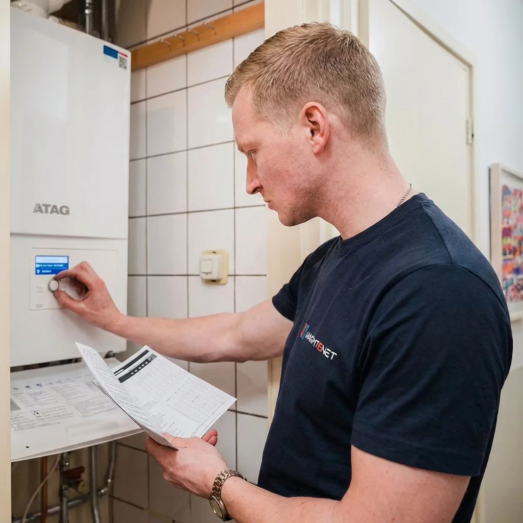 Monteur van Warmtenet stelt CV ketel nauwkeurig in met kwaliteitsgarantie